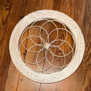 White wood and metal wall decor